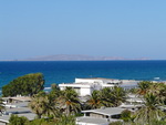 Blick vom Hotelzimmer im Agapi Beach Hotel in Ammoudara auf die Insel Dia (GR).